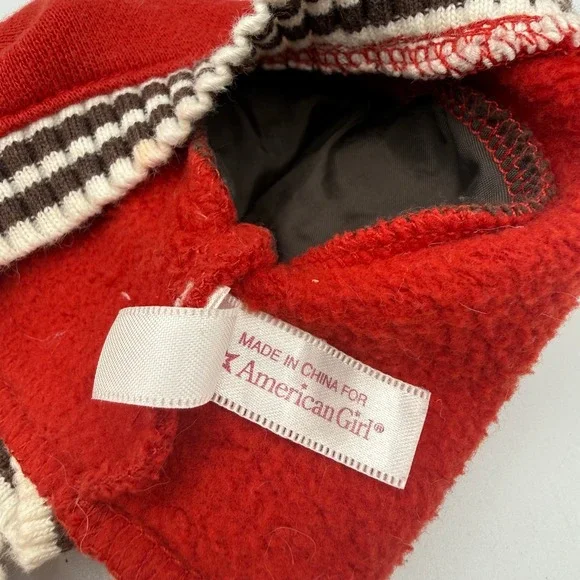 American Girl Doll Red Brown Varsity Cardigan Sweater Button Front 18 Inch Doll - Picture 3 of 5
